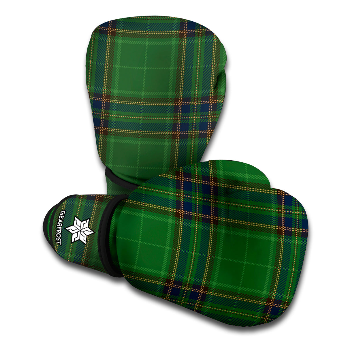 Green And Blue Stewart Tartan Print Boxing Gloves