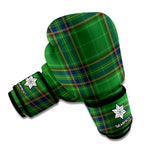 Green And Blue Stewart Tartan Print Boxing Gloves