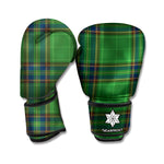 Green And Blue Stewart Tartan Print Boxing Gloves
