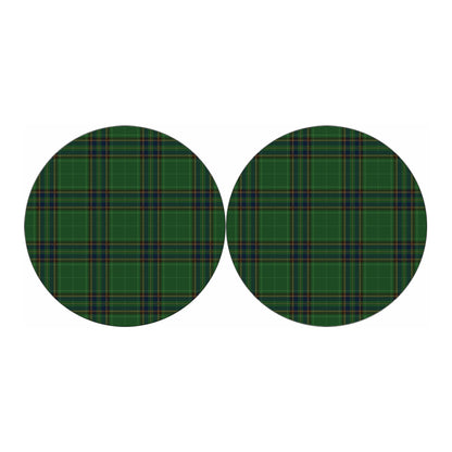 Green And Blue Stewart Tartan Print Car Coasters
