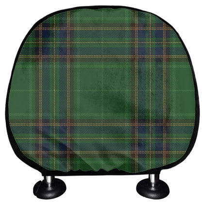 Green And Blue Stewart Tartan Print Car Headrest Covers