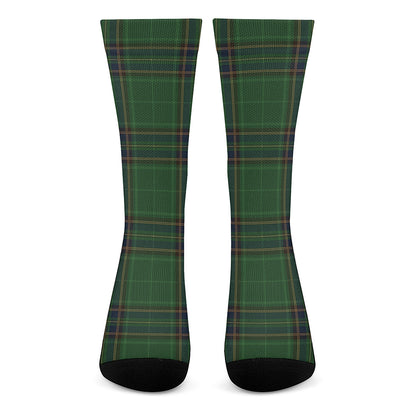 Green And Blue Stewart Tartan Print Crew Socks