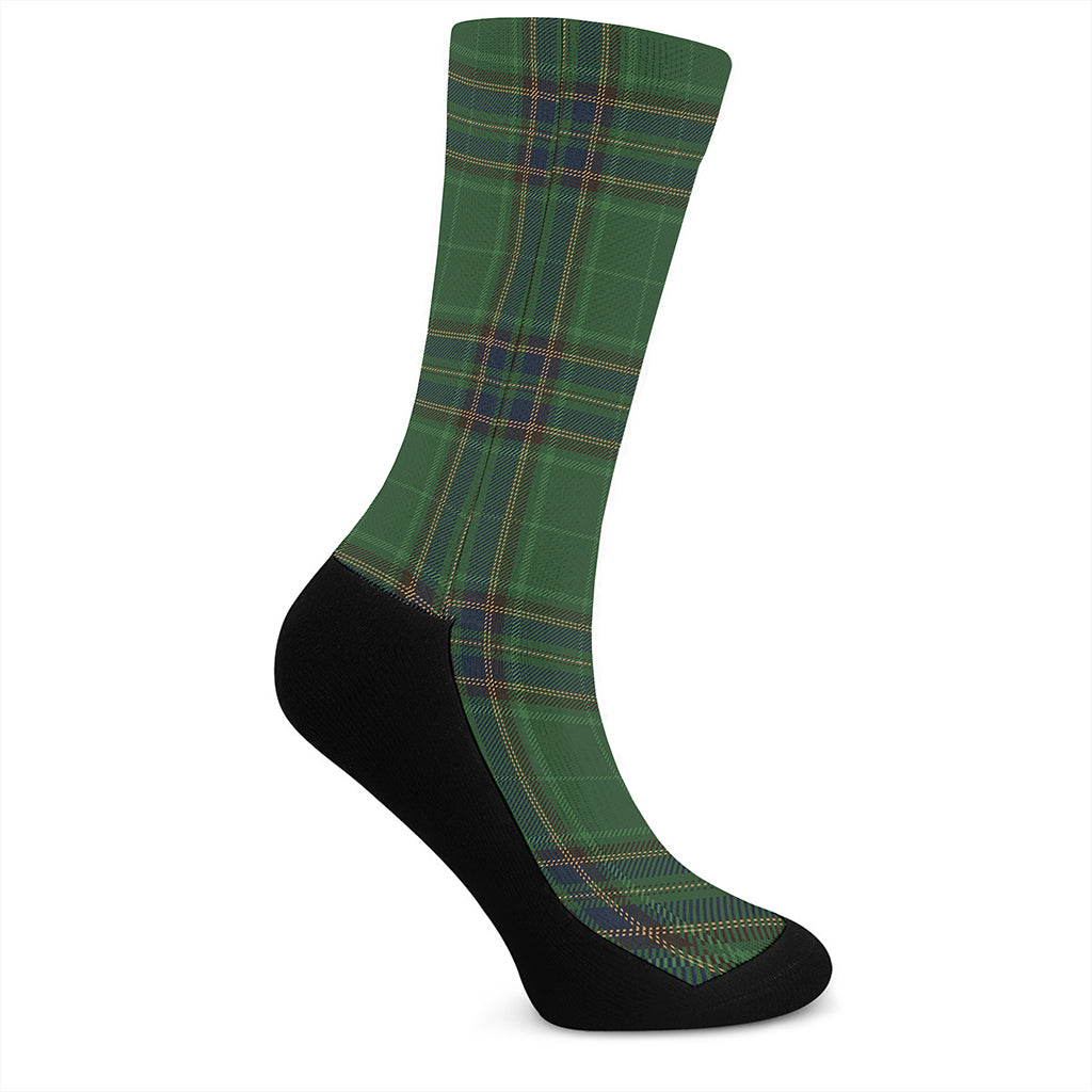 Green And Blue Stewart Tartan Print Crew Socks