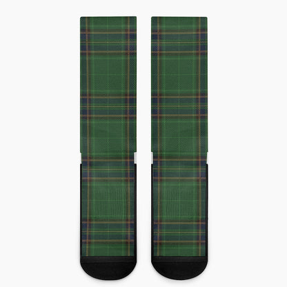Green And Blue Stewart Tartan Print Crew Socks