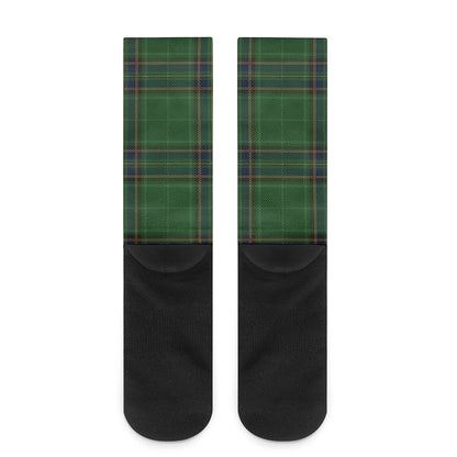 Green And Blue Stewart Tartan Print Crew Socks