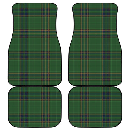 Green And Blue Stewart Tartan Print Front and Back Car Floor Mats