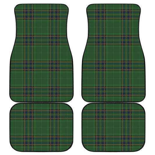 Green And Blue Stewart Tartan Print Front and Back Car Floor Mats