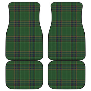 Green And Blue Stewart Tartan Print Front and Back Car Floor Mats