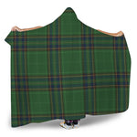 Green And Blue Stewart Tartan Print Hooded Blanket