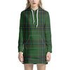 Green And Blue Stewart Tartan Print Hoodie Dress