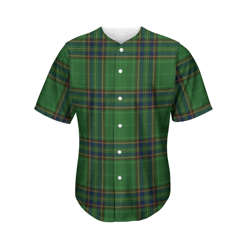 Green And Blue Stewart Tartan Print Men's Baseball Jersey