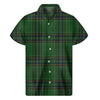 Green And Blue Stewart Tartan Print Men's Short Sleeve Shirt