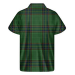Green And Blue Stewart Tartan Print Men's Short Sleeve Shirt