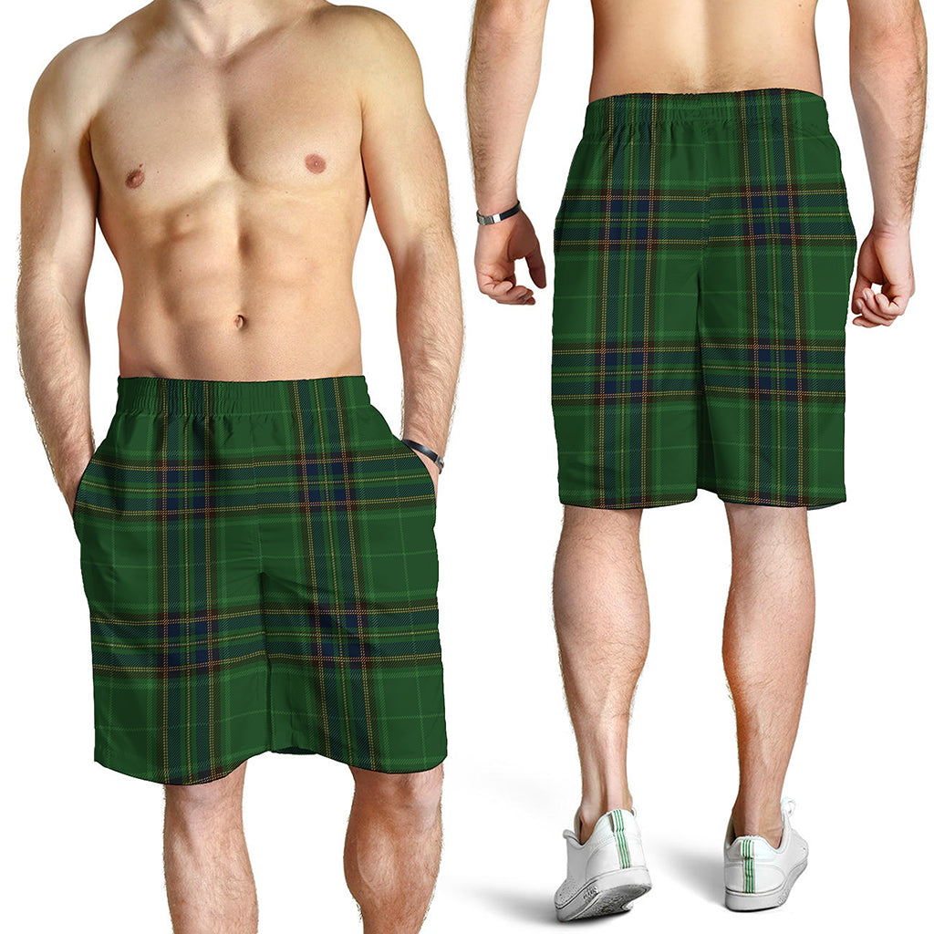 Green And Blue Stewart Tartan Print Men's Shorts