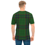 Green And Blue Stewart Tartan Print Men's T-Shirt