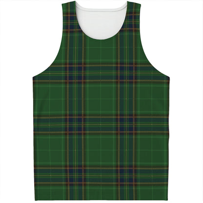 Green And Blue Stewart Tartan Print Men's Tank Top