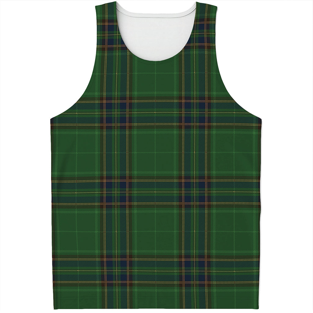 Green And Blue Stewart Tartan Print Men's Tank Top