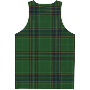 Green And Blue Stewart Tartan Print Men's Tank Top