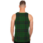 Green And Blue Stewart Tartan Print Men's Tank Top