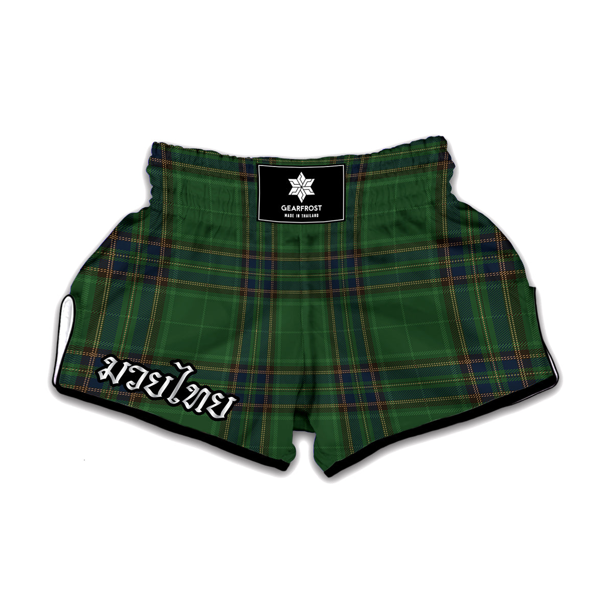 Green And Blue Stewart Tartan Print Muay Thai Boxing Shorts