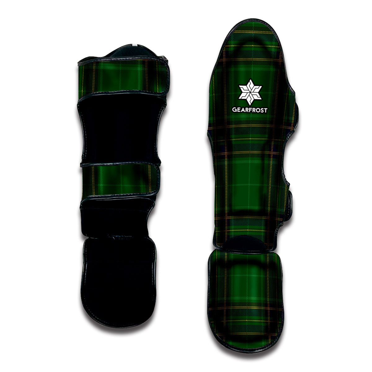 Green And Blue Stewart Tartan Print Muay Thai Shin Guard