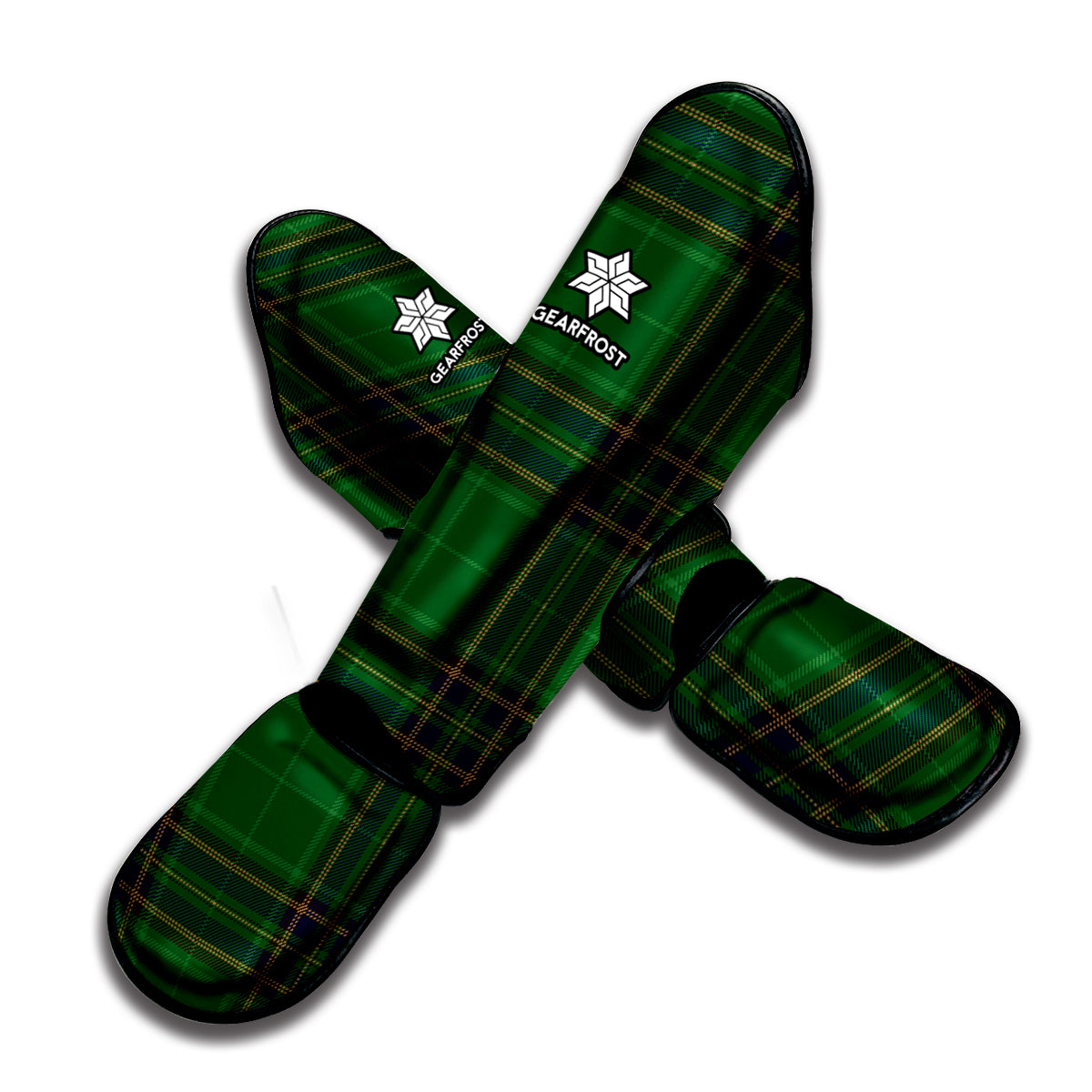 Green And Blue Stewart Tartan Print Muay Thai Shin Guard