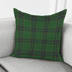 Green And Blue Stewart Tartan Print Pillow Cover