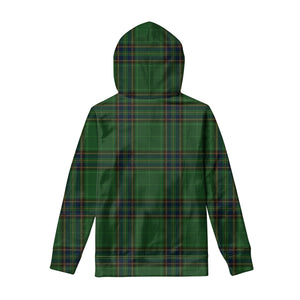 Green And Blue Stewart Tartan Print Pullover Hoodie