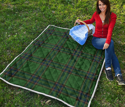 Green And Blue Stewart Tartan Print Quilt