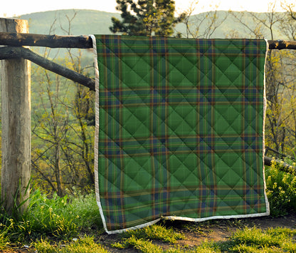 Green And Blue Stewart Tartan Print Quilt