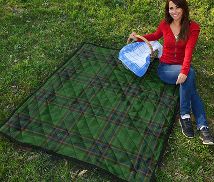 Green And Blue Stewart Tartan Print Quilt