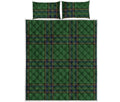 Green And Blue Stewart Tartan Print Quilt Bed Set