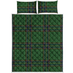 Green And Blue Stewart Tartan Print Quilt Bed Set