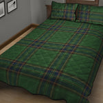 Green And Blue Stewart Tartan Print Quilt Bed Set