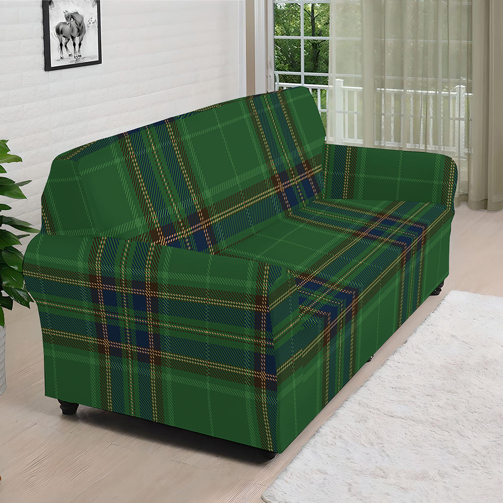 Green And Blue Stewart Tartan Print Sofa Cover