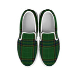 Green And Blue Stewart Tartan Print White Slip On Shoes