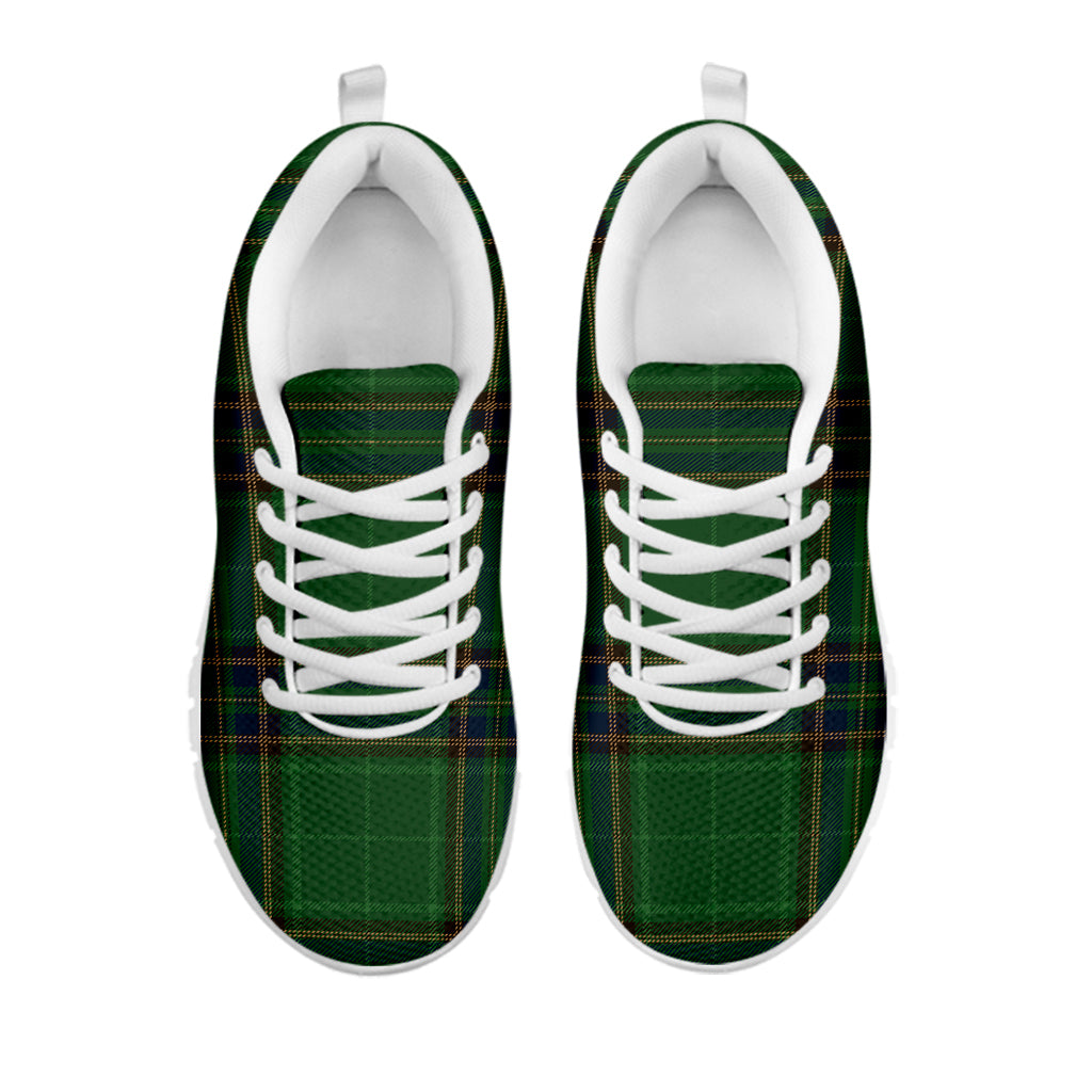 Green And Blue Stewart Tartan Print White Sneakers