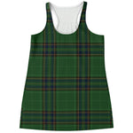 Green And Blue Stewart Tartan Print Women's Racerback Tank Top