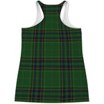 Green And Blue Stewart Tartan Print Women's Racerback Tank Top