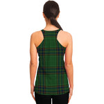 Green And Blue Stewart Tartan Print Women's Racerback Tank Top