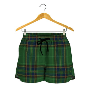 Green And Blue Stewart Tartan Print Women's Shorts