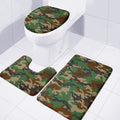 Green And Brown Camouflage Print 3 Piece Bath Mat Set