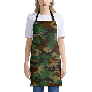 Green And Brown Camouflage Print Apron