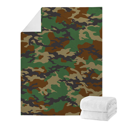 Green And Brown Camouflage Print Blanket