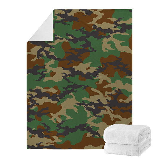 Green And Brown Camouflage Print Blanket