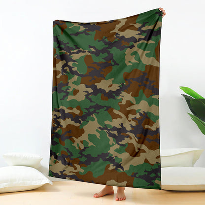Green And Brown Camouflage Print Blanket