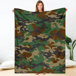 Green And Brown Camouflage Print Blanket