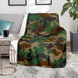 Green And Brown Camouflage Print Blanket