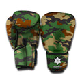 Green And Brown Camouflage Print Boxing Gloves