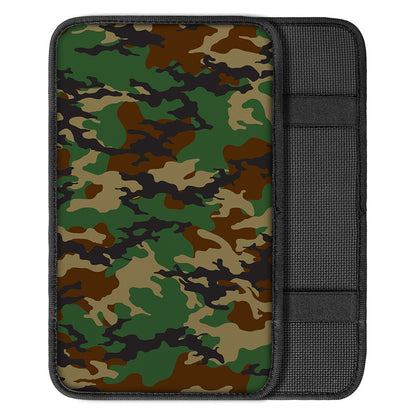 Green And Brown Camouflage Print Car Center Console Cover
